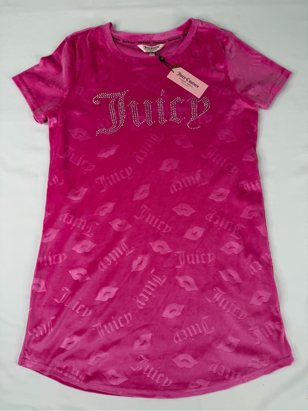 Juicy Couture sleepwear Girls Hot Pink Crystal Logo Tee Dress